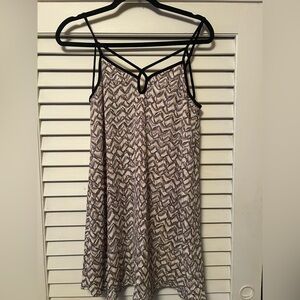 Lush Strappy Mini Dress S | Boho Print Slip Dress | Criss Cross Back
